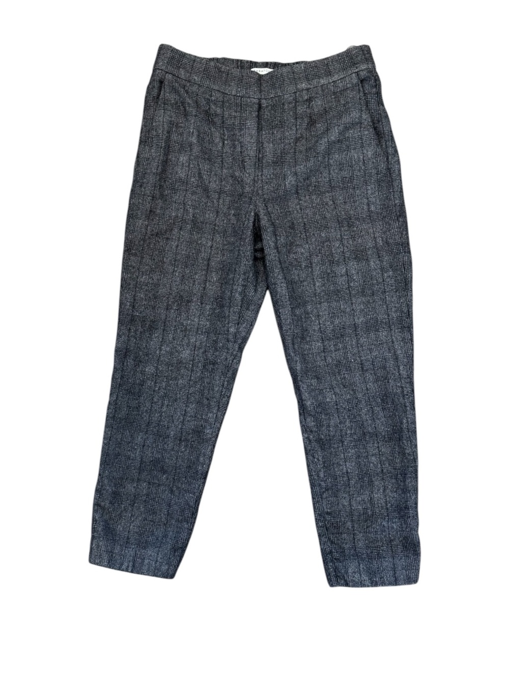Babaton Cropped Pants Womens Size 6 Gray Wool and Cashmere Plaid Pull-On Stretch